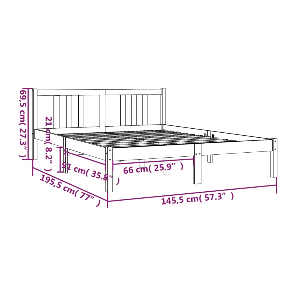 Bed frame without solid wood mattress 140x190 cm