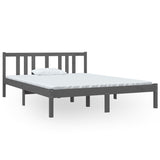 Bed frame without mattress gray solid wood 140x190 cm