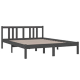 Bed frame without mattress gray solid wood 140x190 cm