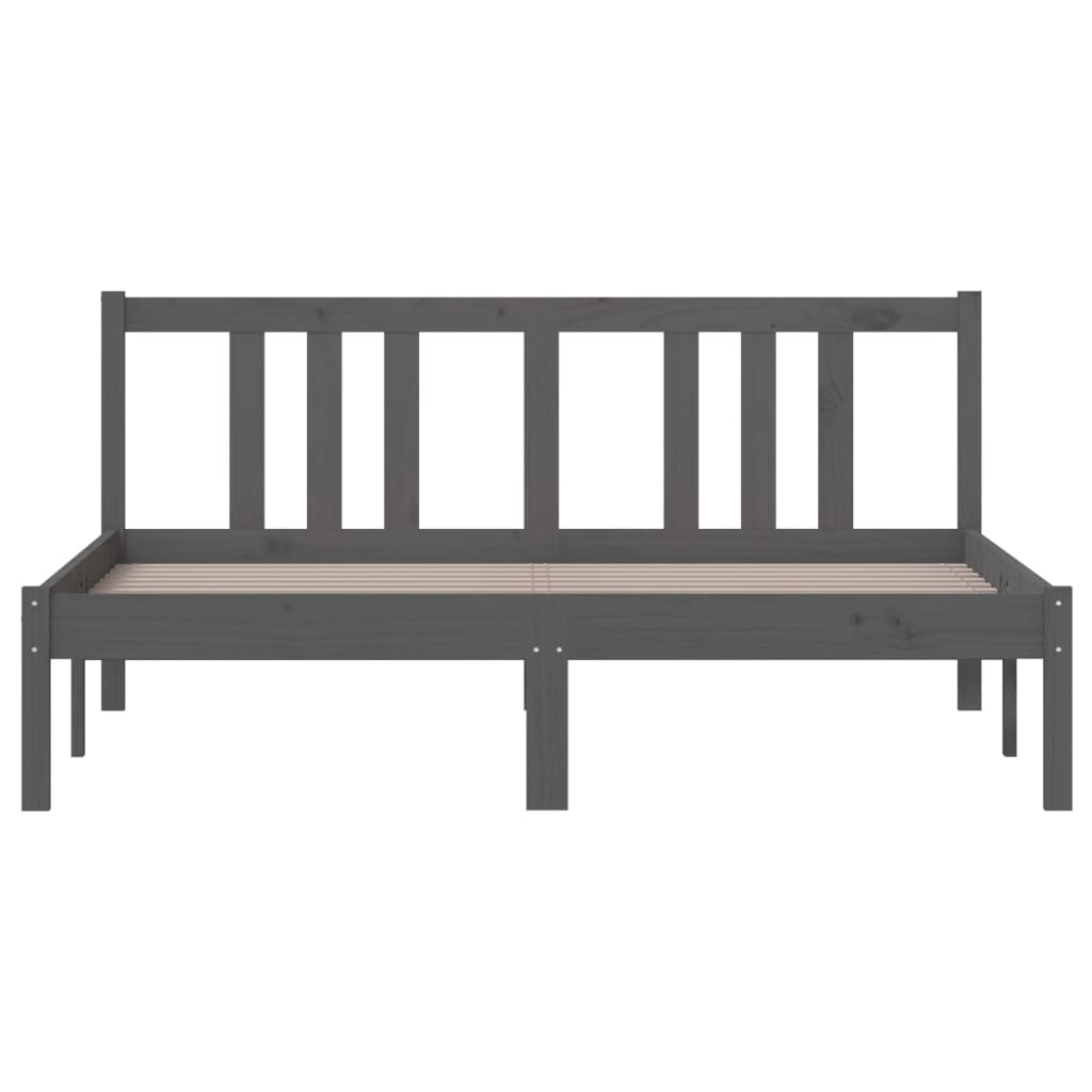 Bed frame without mattress gray solid wood 140x190 cm