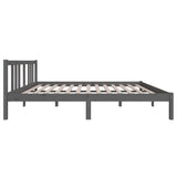 Bed frame without mattress gray solid wood 140x190 cm