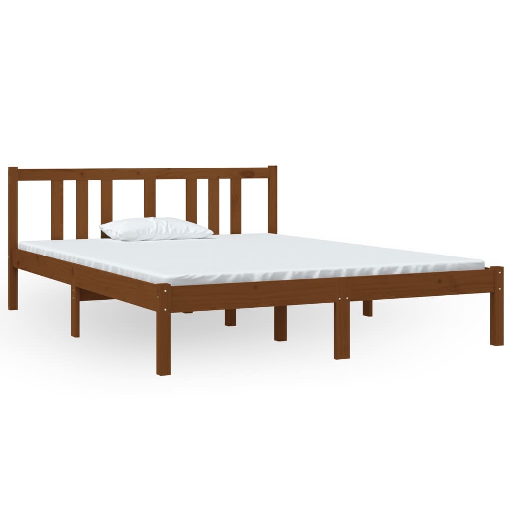 Bed frame without mattress honey brown solid wood 140x190 cm