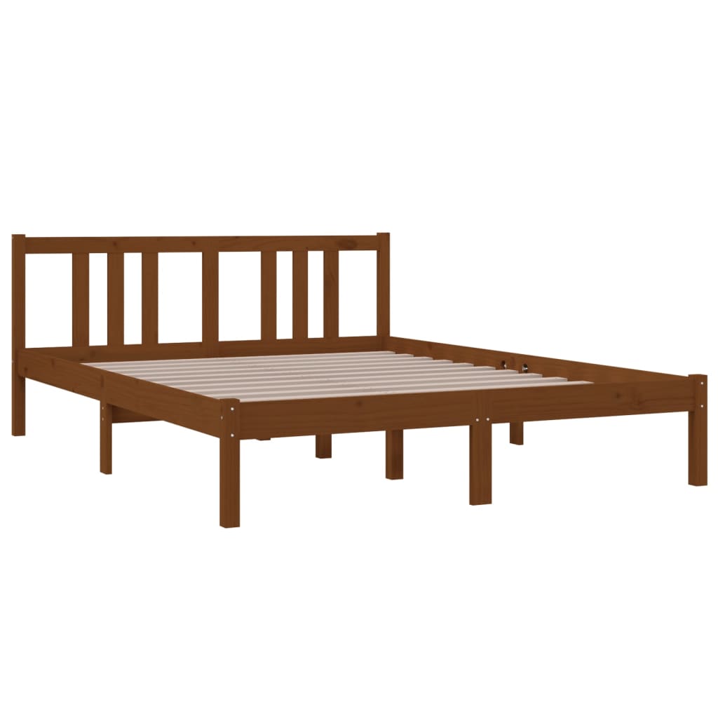 Bed frame without mattress honey brown solid wood 140x190 cm