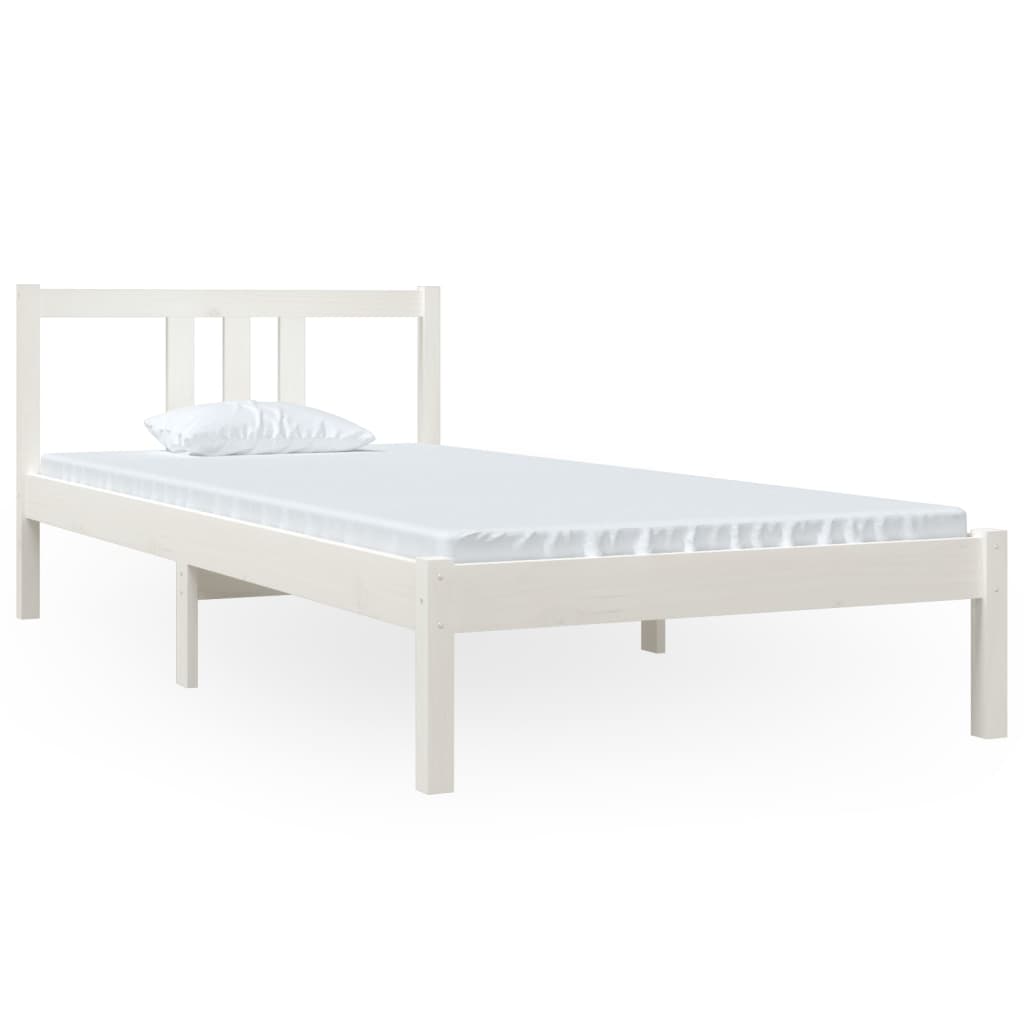 Bed frame without mattress white solid wood 90x200 cm