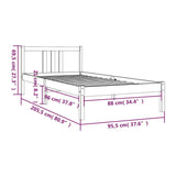 Bed frame without mattress white solid wood 90x200 cm