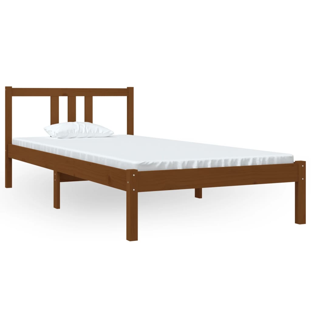 Bed frame without mattress honey brown solid wood 90x200 cm