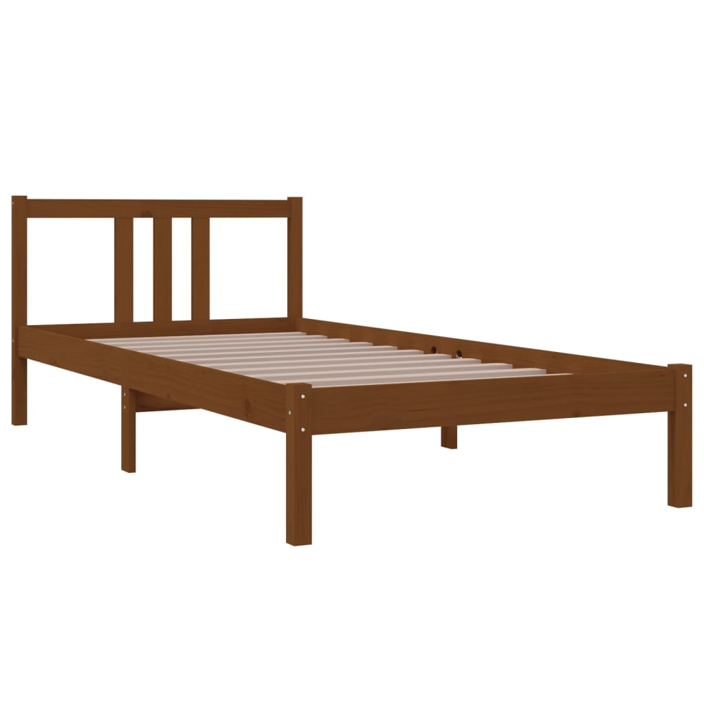 Bed frame without mattress honey brown solid wood 90x200 cm