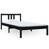 Bed frame without mattress black solid wood 90x200 cm