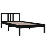 Bed frame without mattress black solid wood 90x200 cm