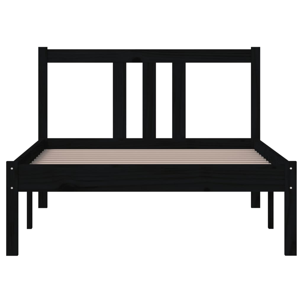 Bed frame without mattress black solid wood 90x200 cm