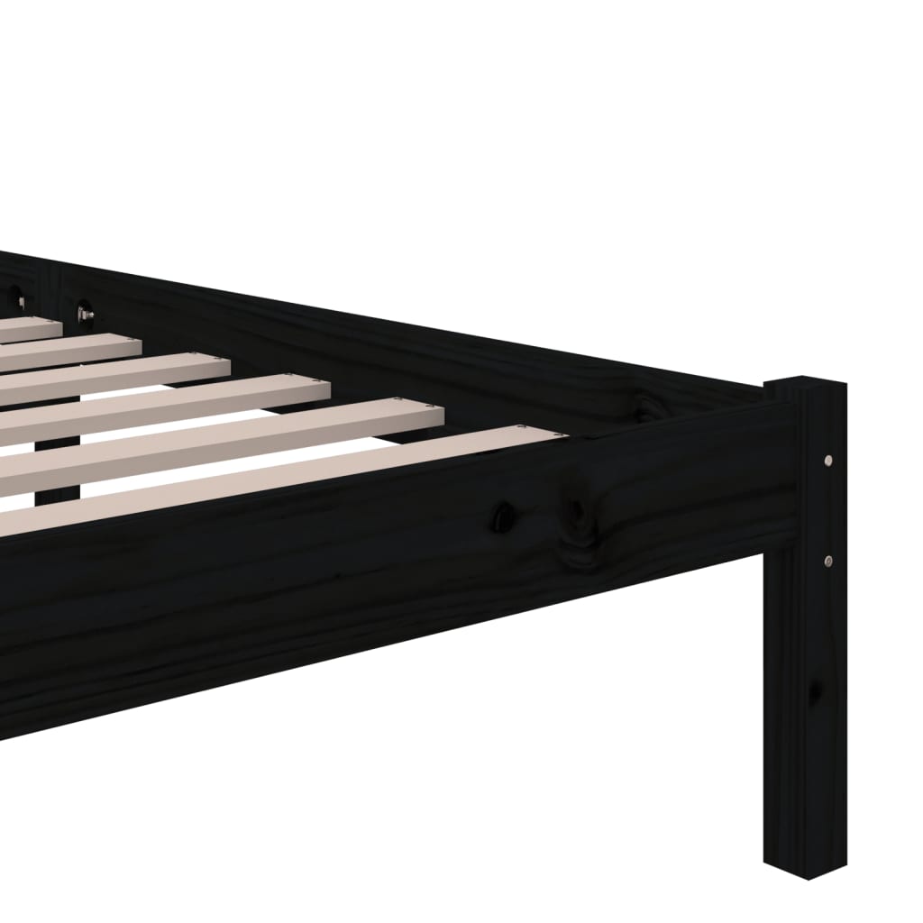 Bed frame without mattress black solid wood 90x200 cm