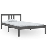 Bed frame without mattress gray solid wood 100x200 cm