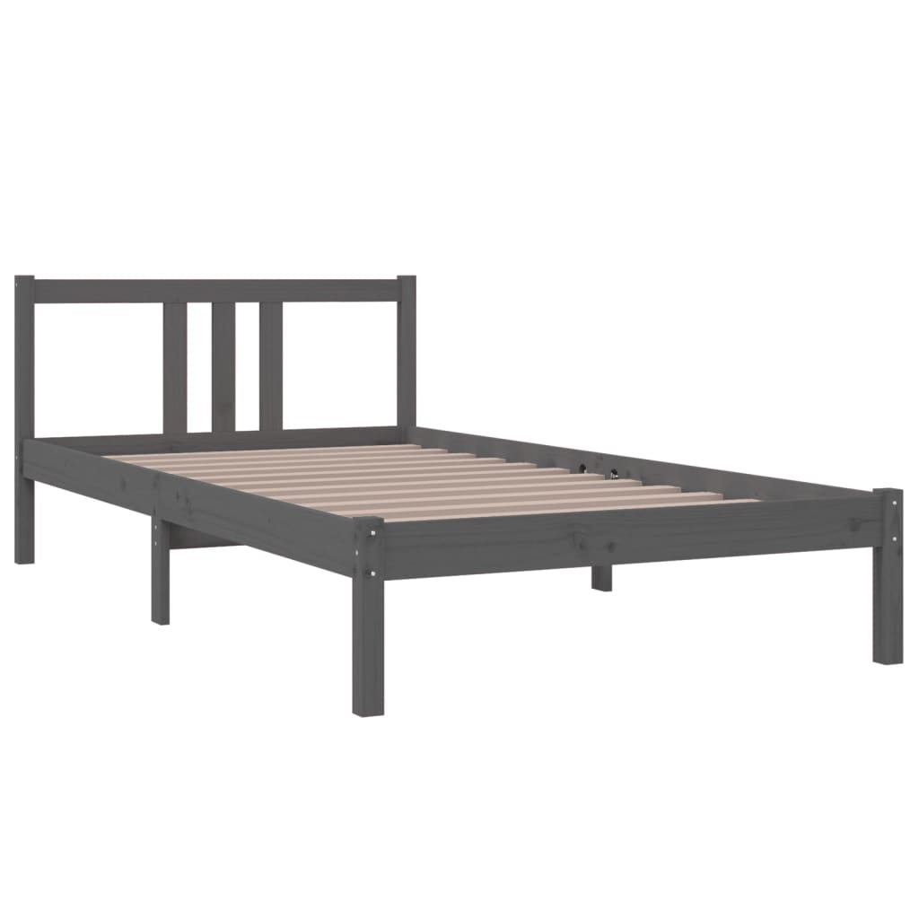 Bed frame without mattress gray solid wood 100x200 cm