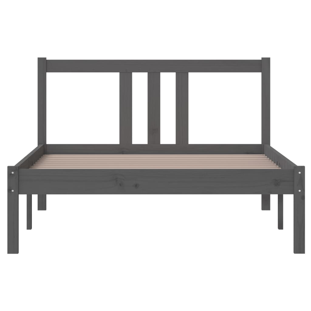 Bed frame without mattress gray solid wood 100x200 cm