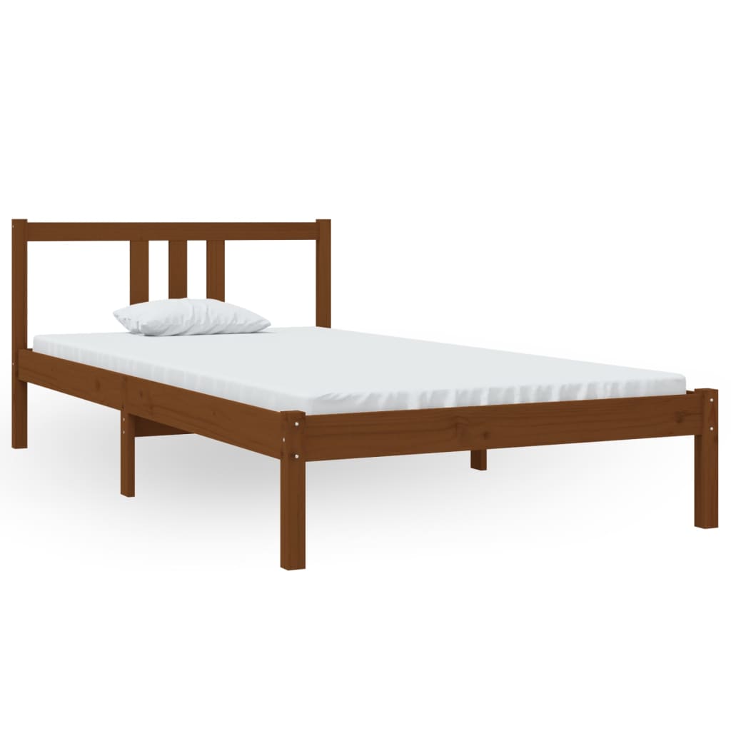 Cadre de lit sans matelas marron miel bois massif 100x200 cm