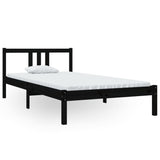 Bed frame without mattress black solid wood 100x200 cm