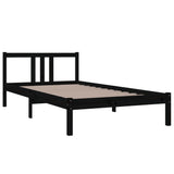 Bed frame without mattress black solid wood 100x200 cm