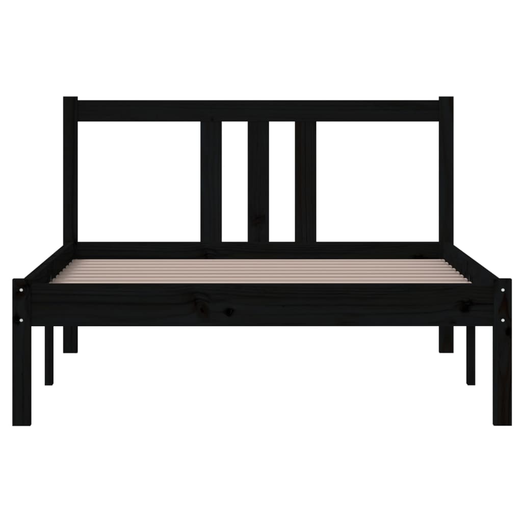 Bed frame without mattress black solid wood 100x200 cm