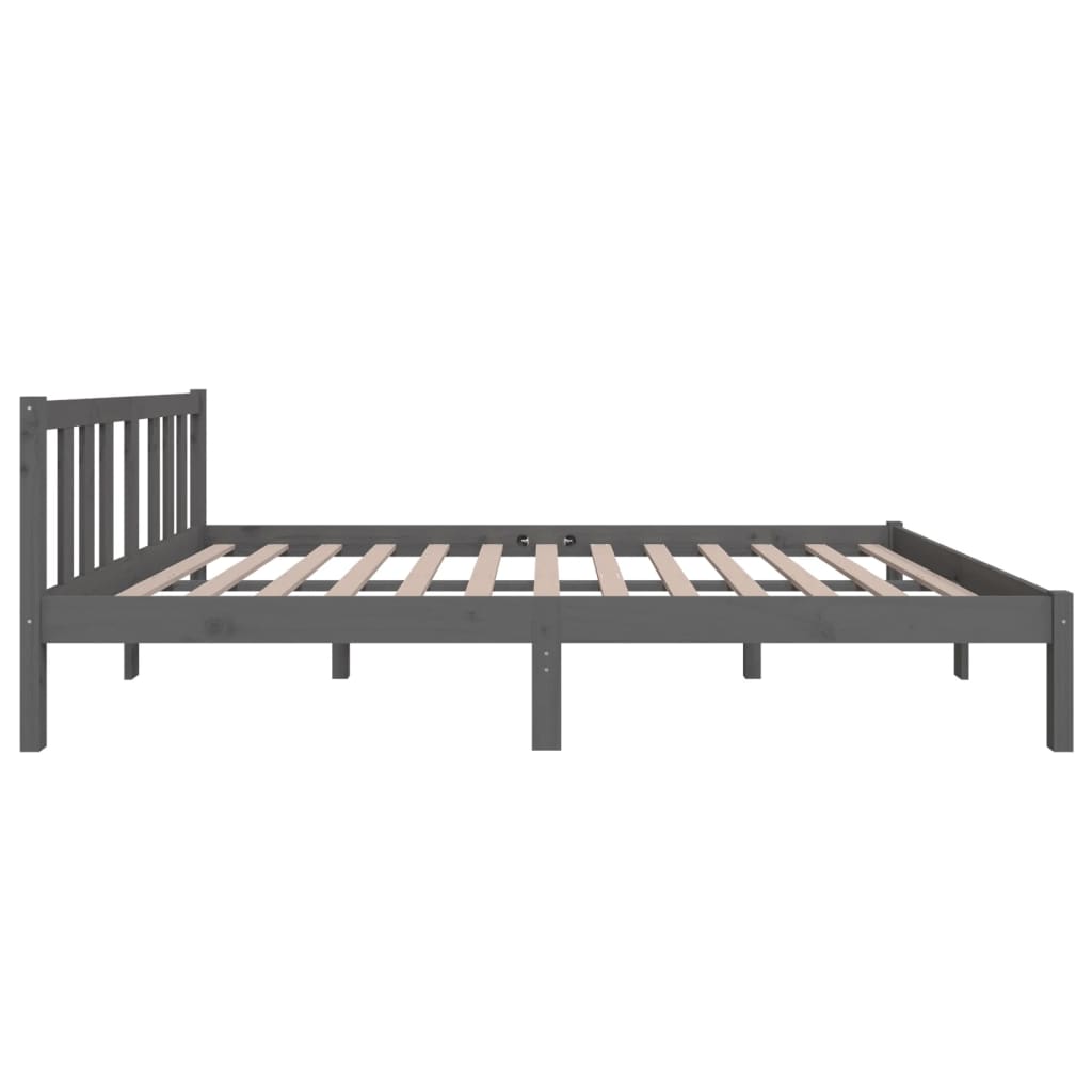 Bed frame without mattress gray solid wood 120x200 cm