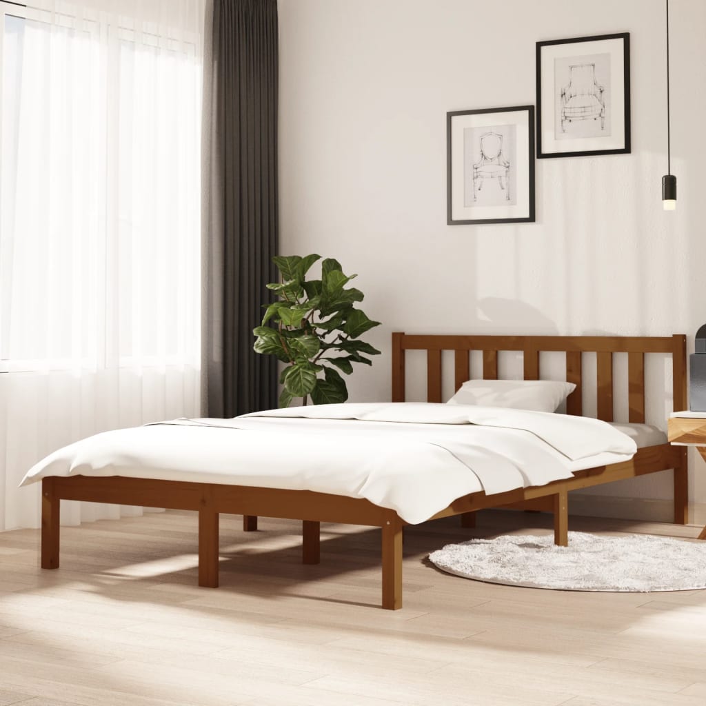 Bed frame without mattress honey brown solid wood 120x200 cm