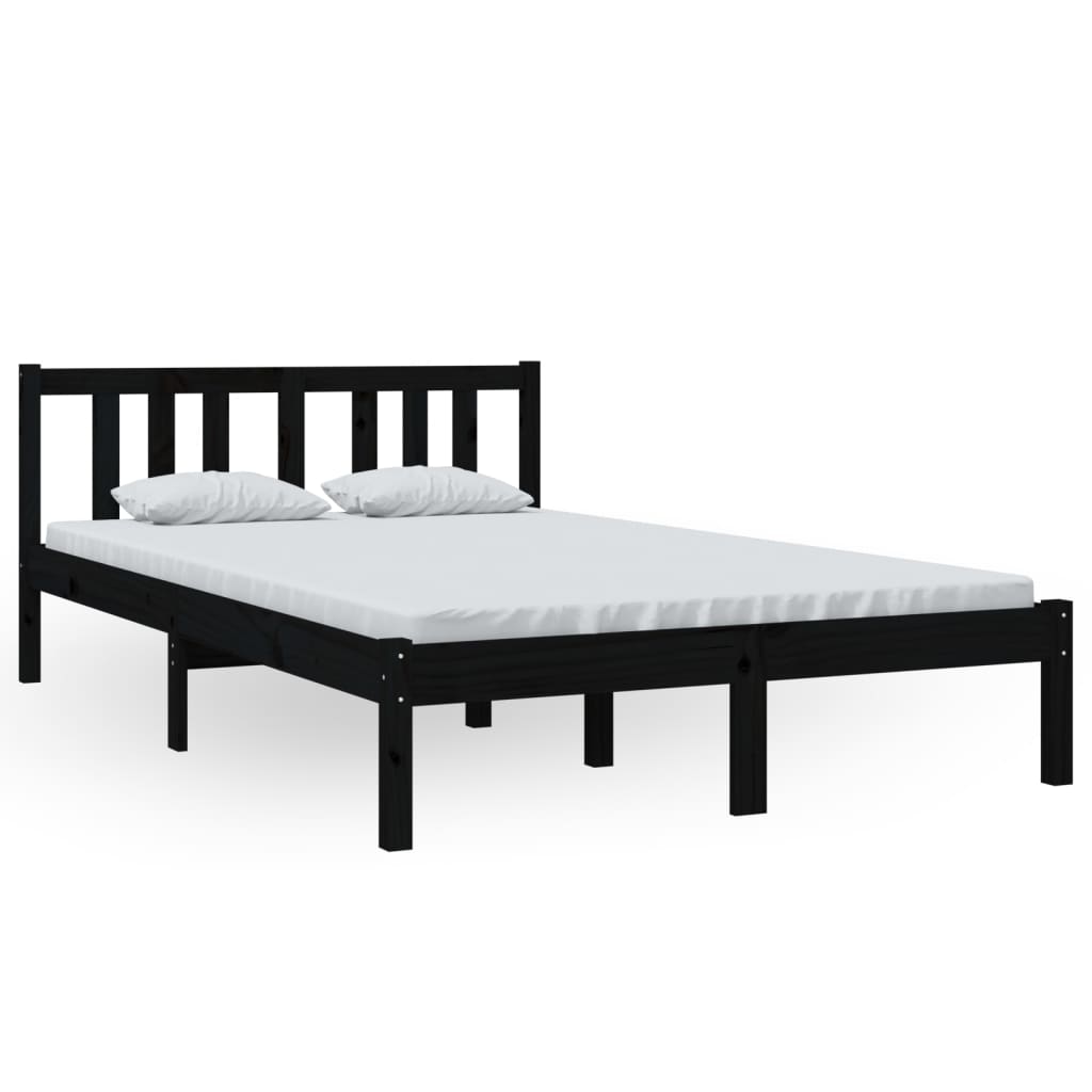 Bed frame without mattress black solid wood 120x200 cm