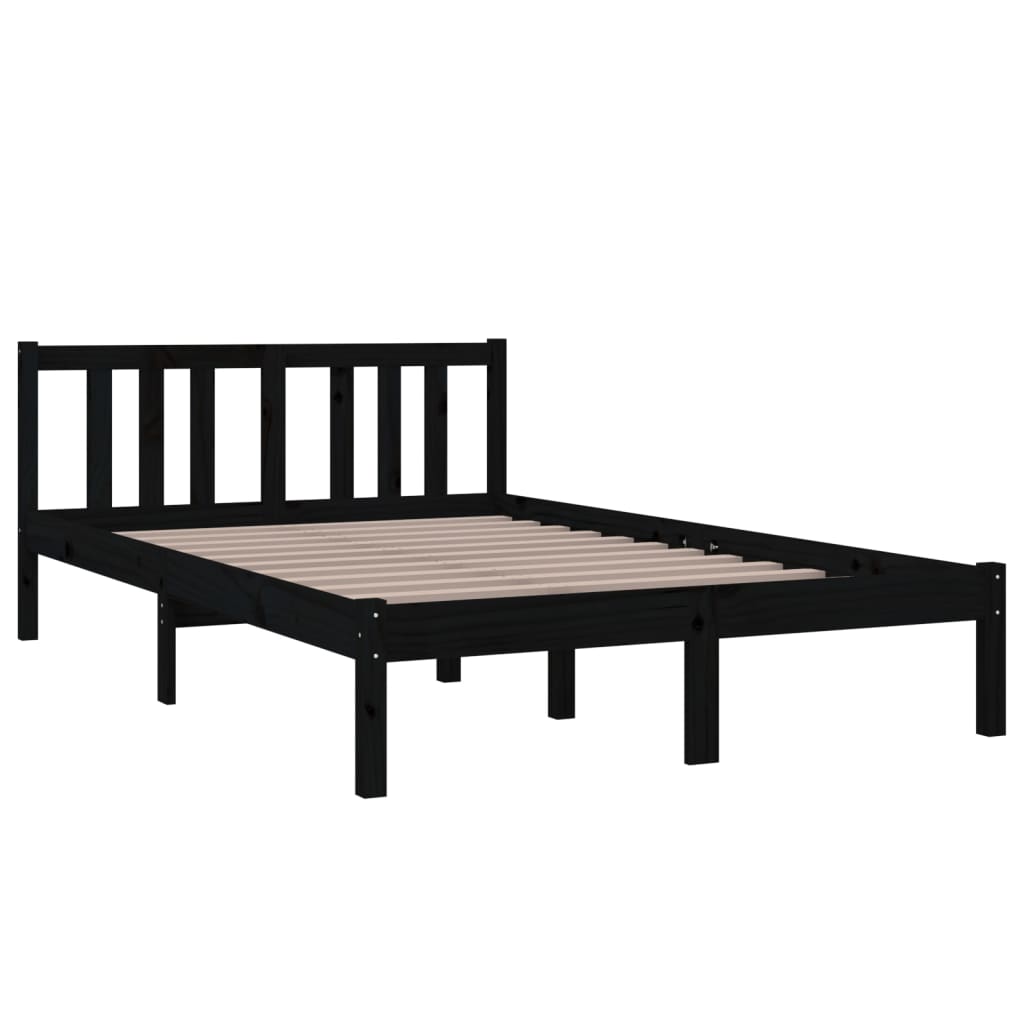 Bed frame without mattress black solid wood 120x200 cm