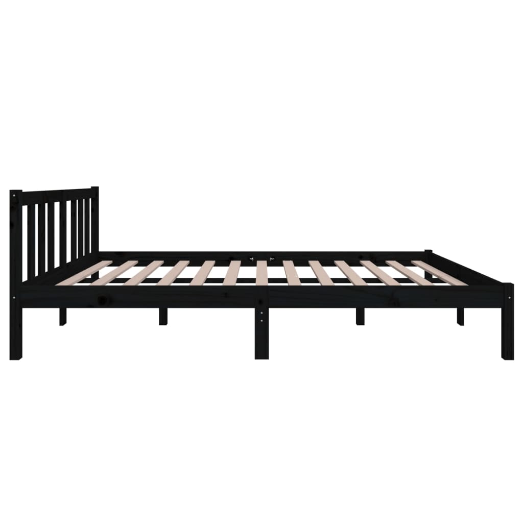 Bed frame without mattress black solid wood 120x200 cm