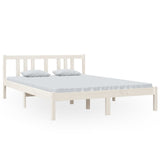 Bed frame without mattress white solid wood 140x200 cm