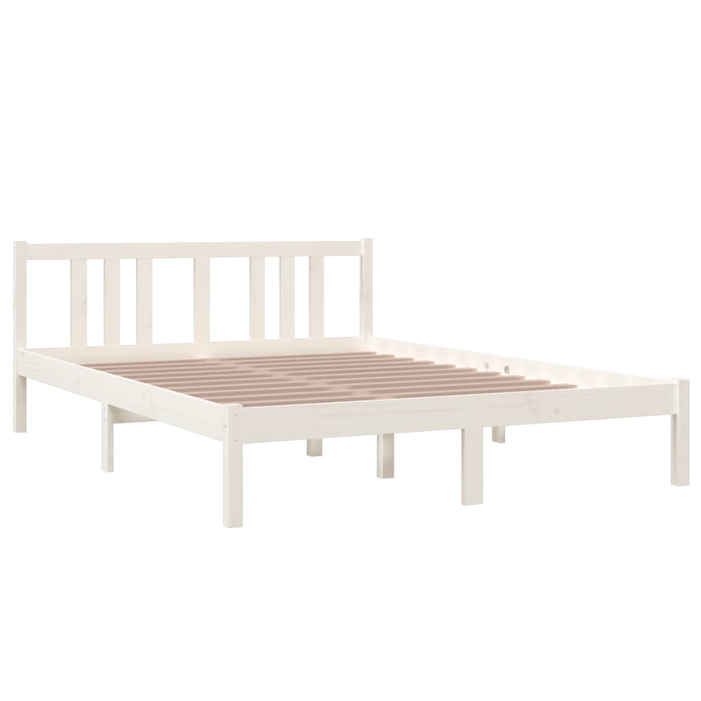 Bed frame without mattress white solid wood 140x200 cm