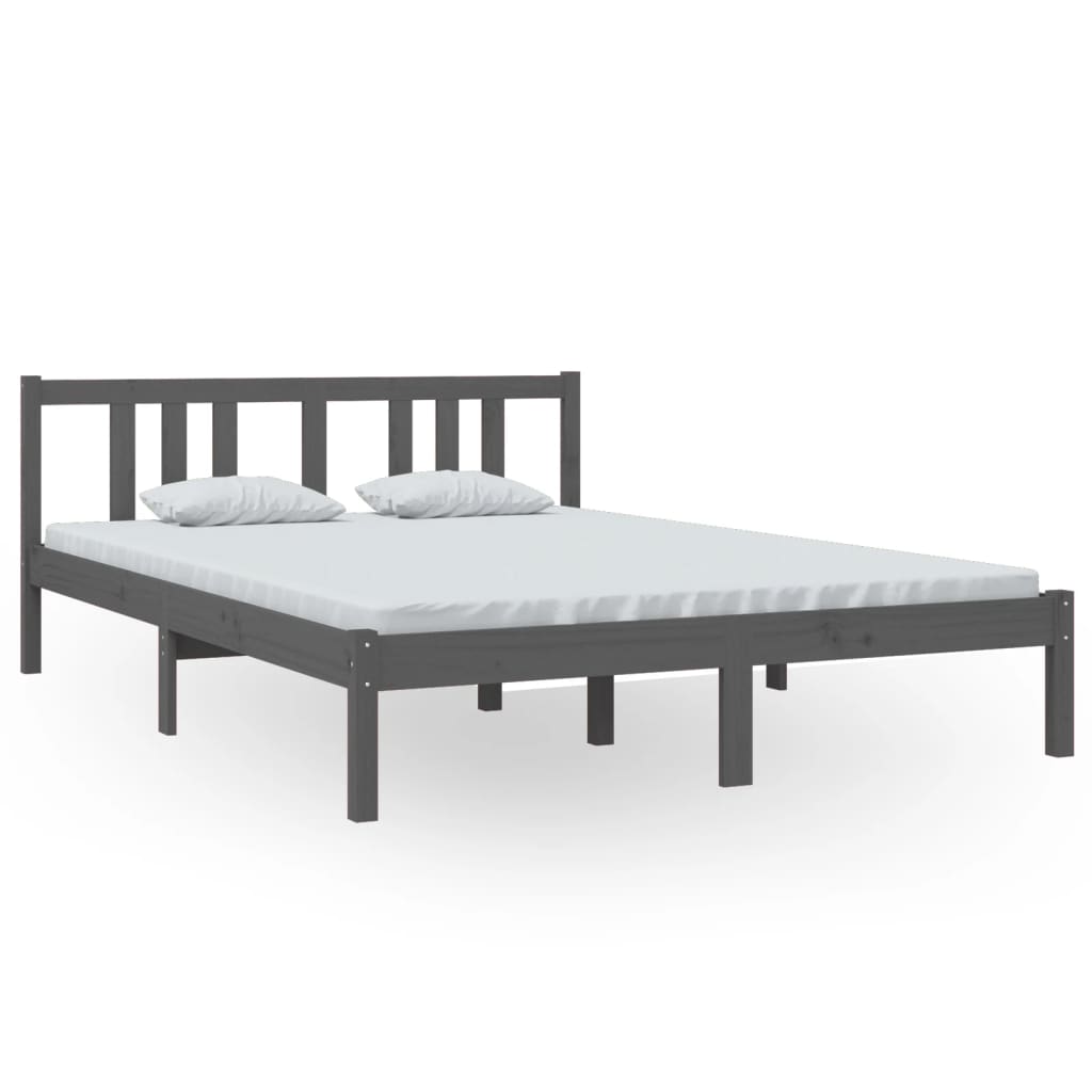 Bed frame without mattress gray solid wood 140x200 cm