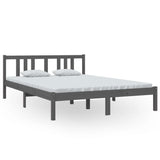 Bed frame without mattress gray solid wood 140x200 cm