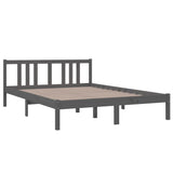 Bed frame without mattress gray solid wood 140x200 cm