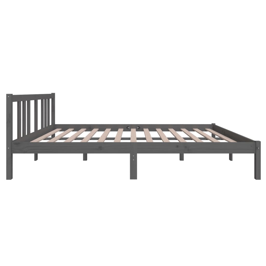 Bed frame without mattress gray solid wood 140x200 cm