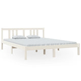 Bed frame without mattress white solid wood 150x200 cm