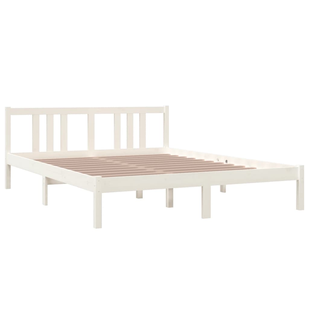 Bed frame without mattress white solid wood 150x200 cm