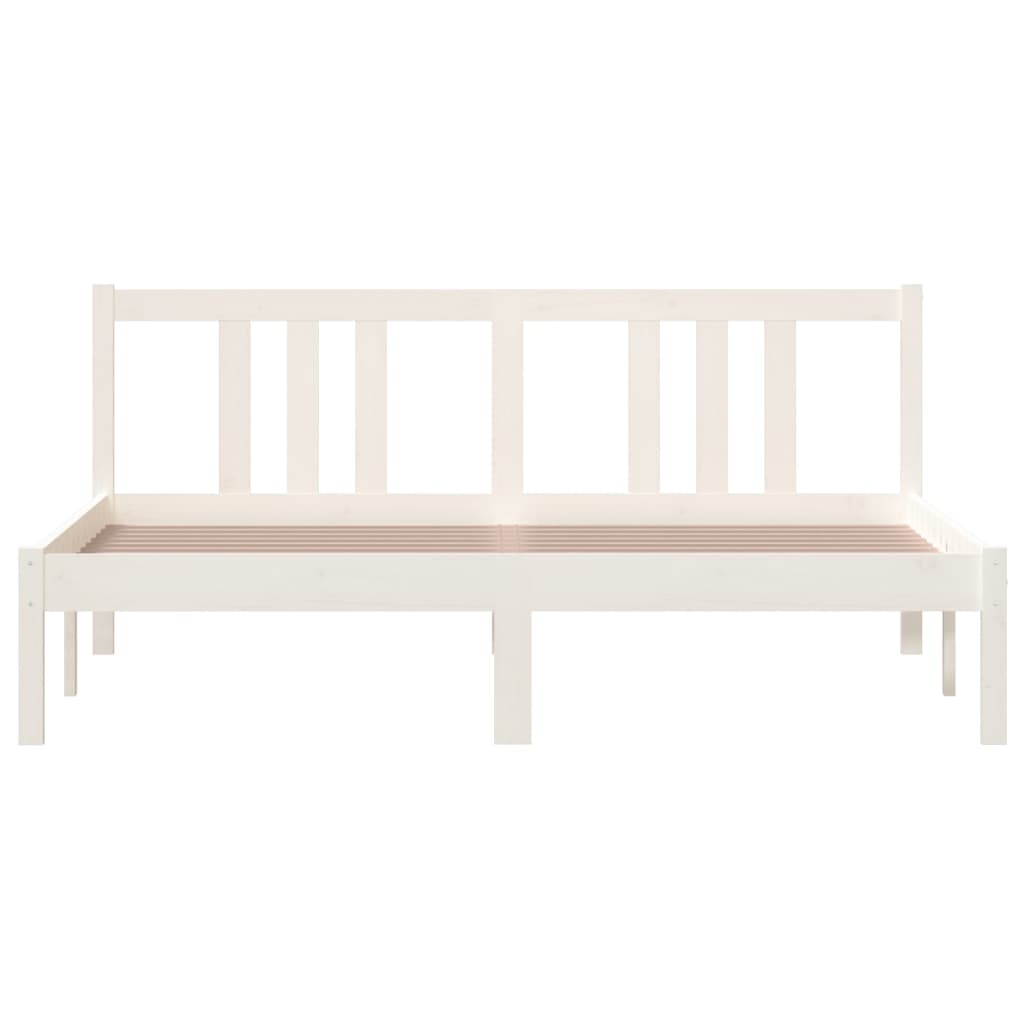 Bed frame without mattress white solid wood 150x200 cm