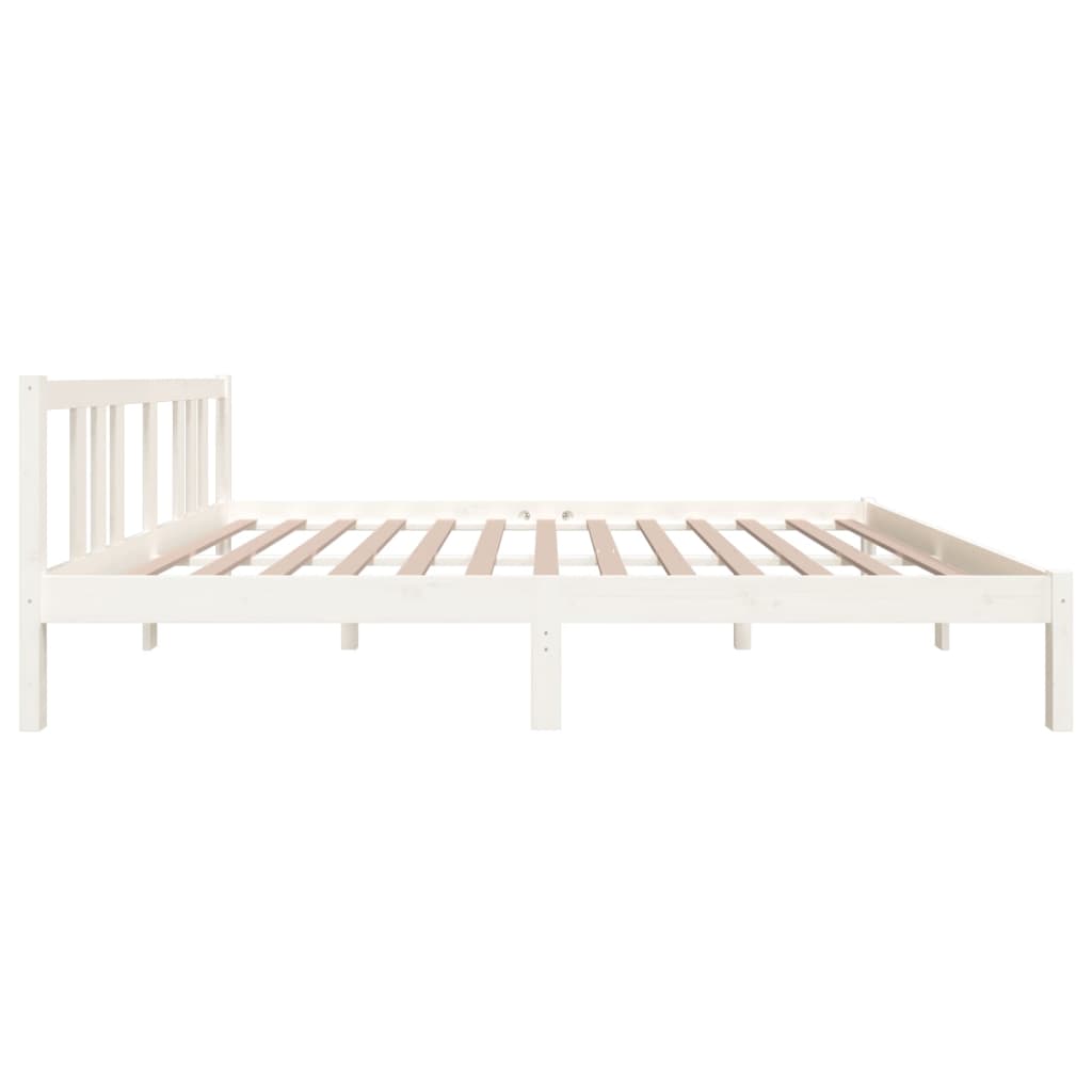 Bed frame without mattress white solid wood 150x200 cm