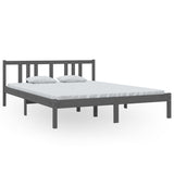 Bed frame without mattress gray solid wood 150x200 cm