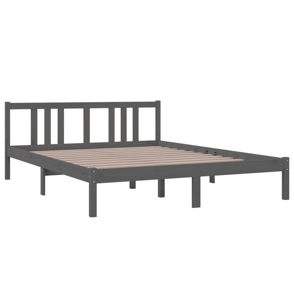 Bed frame without mattress gray solid wood 150x200 cm