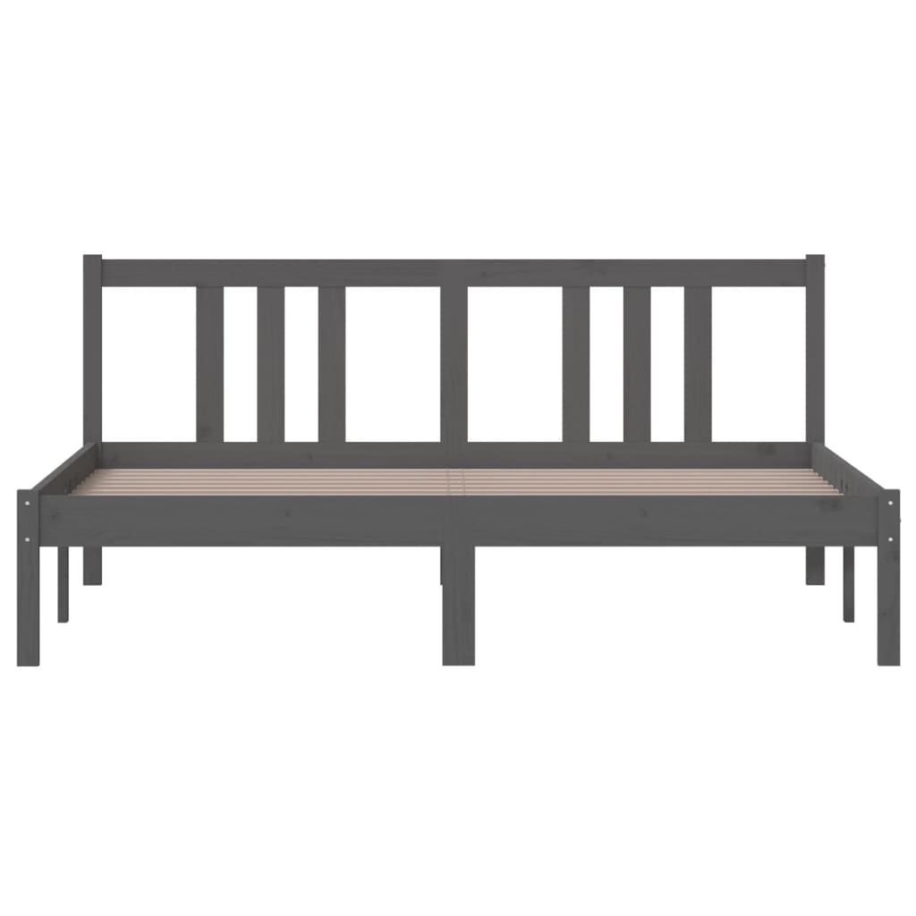 Bed frame without mattress gray solid wood 150x200 cm