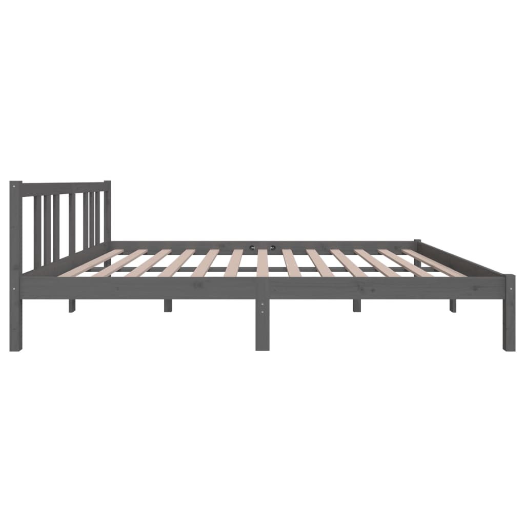 Bed frame without mattress gray solid wood 150x200 cm