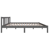 Bed frame without mattress gray solid wood 150x200 cm