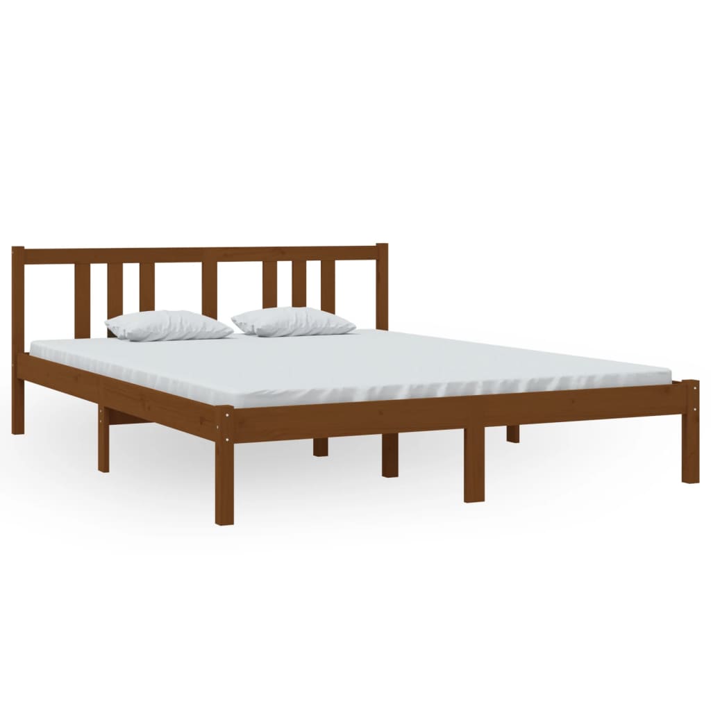 Bed frame without mattress honey brown solid wood 150x200 cm