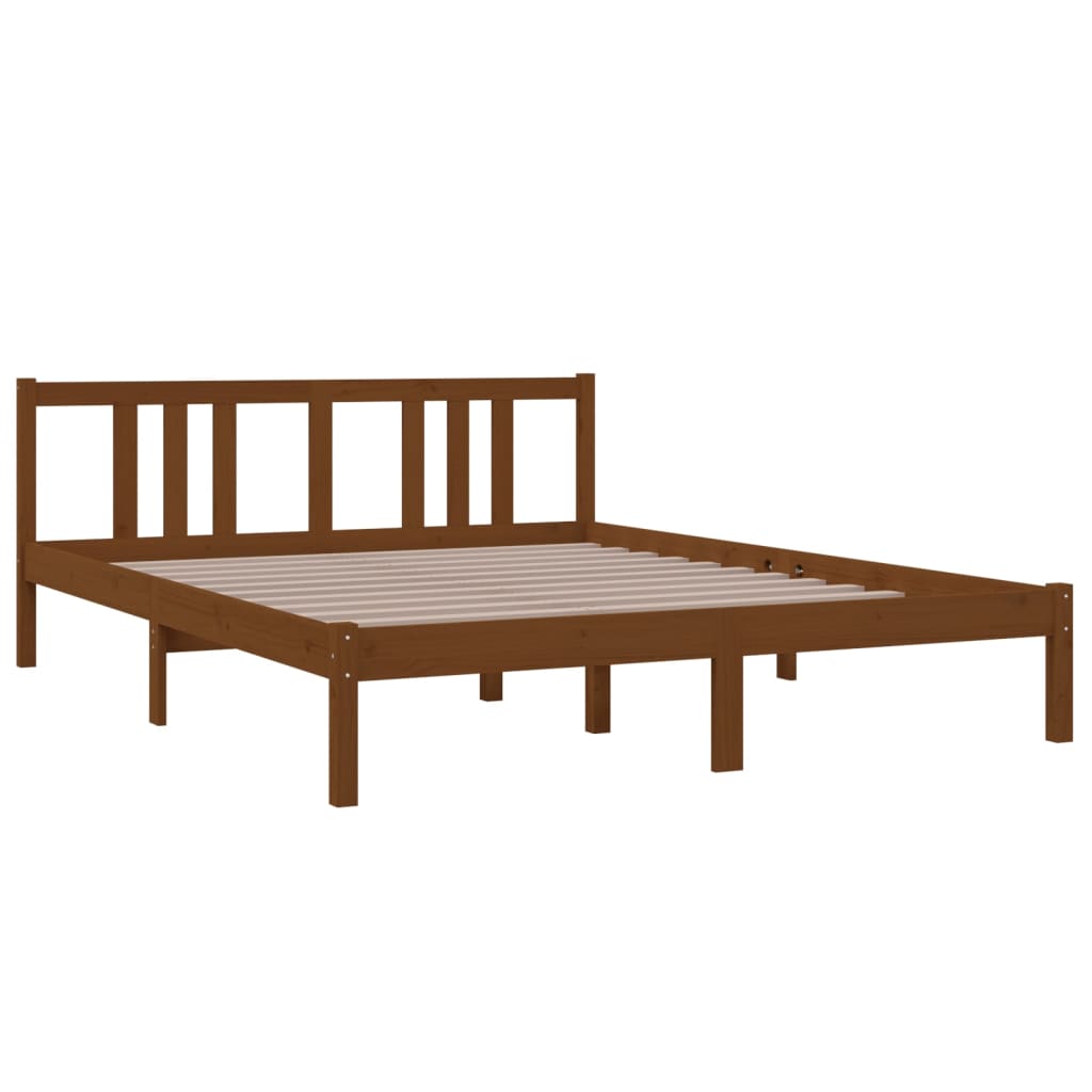 Bed frame without mattress honey brown solid wood 150x200 cm