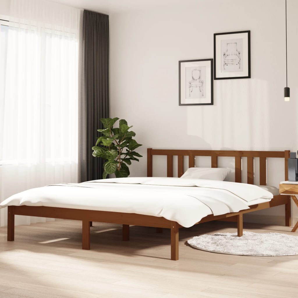 Bed frame without mattress honey brown solid wood 150x200 cm