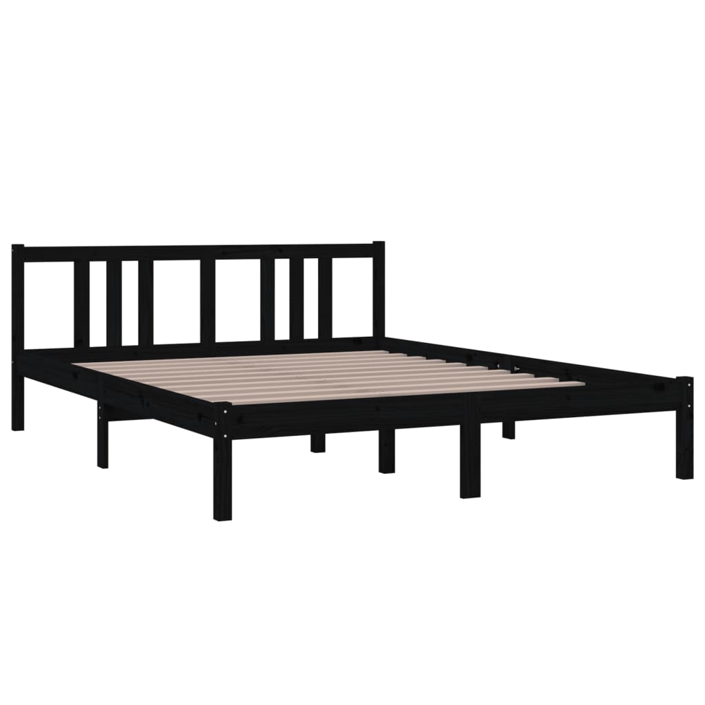 Bed frame without mattress black solid wood 150x200 cm