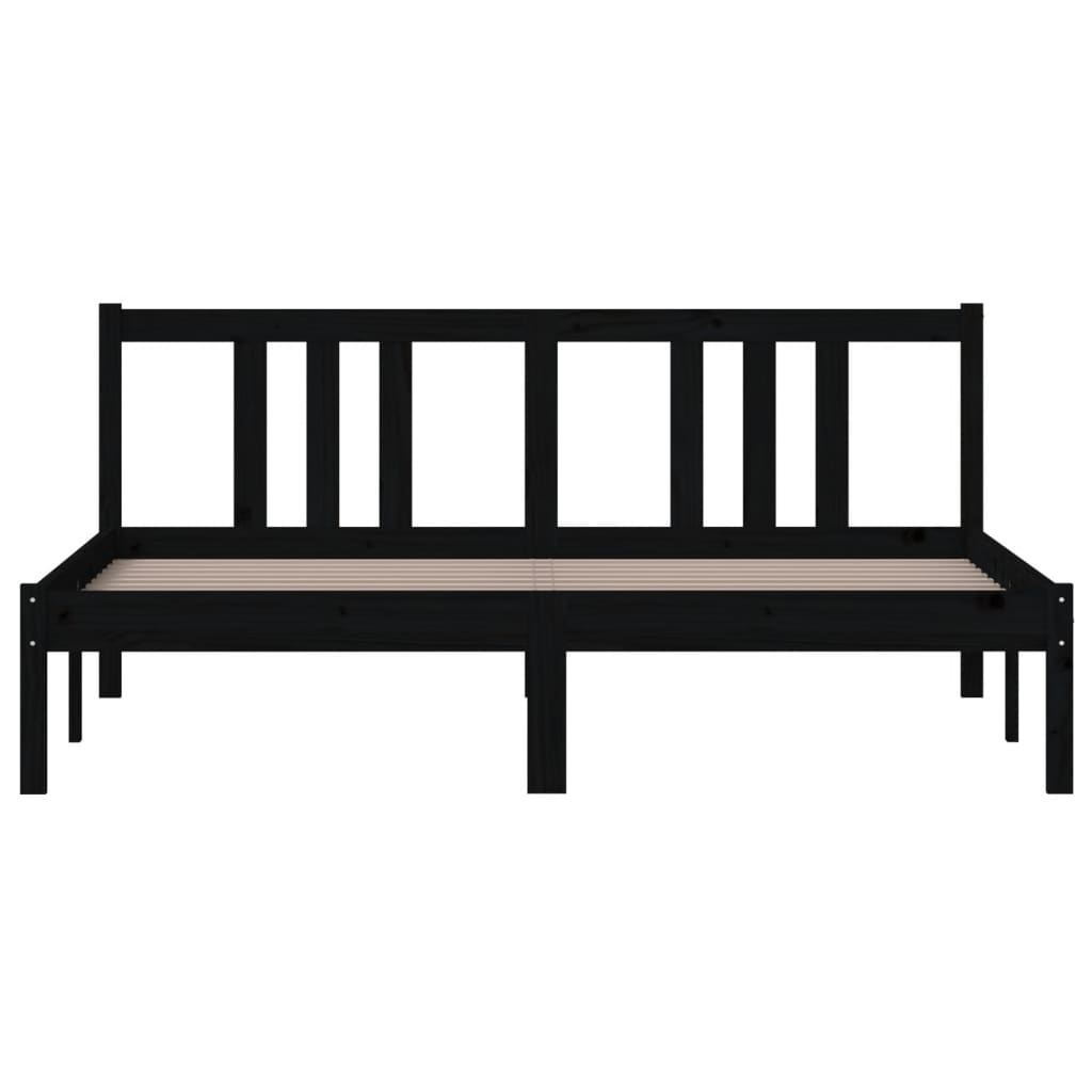 Bed frame without mattress black solid wood 150x200 cm