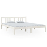 Bed frame without mattress white solid wood 160x200 cm