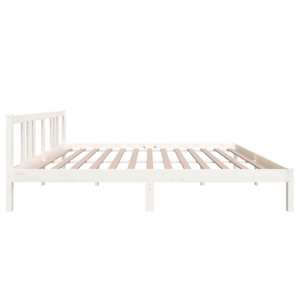 Bed frame without mattress white solid wood 160x200 cm