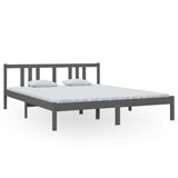 Bed frame without mattress gray solid wood 160x200 cm